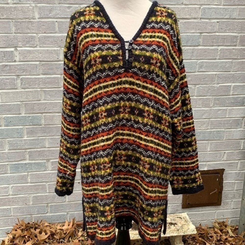 Liz & Me Vintage Pullover Oversized Aztec Print Sweater Small